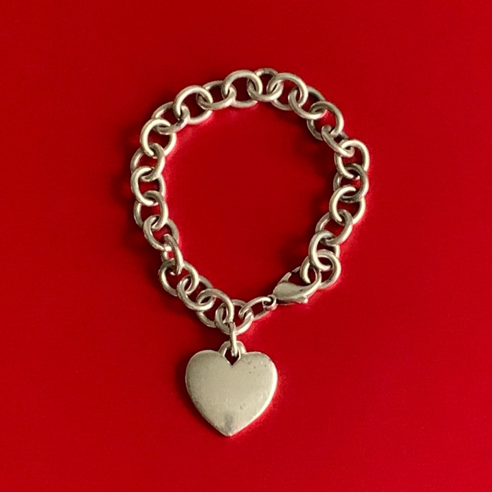 Retired James Avery 925 Sterling Silver Bracelet Cable Chain With Large Heart 7”